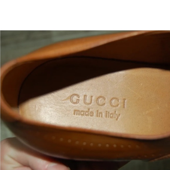 Men’s Tan. Leather Gucci dress shoe size 8 - Picture 1 of 16